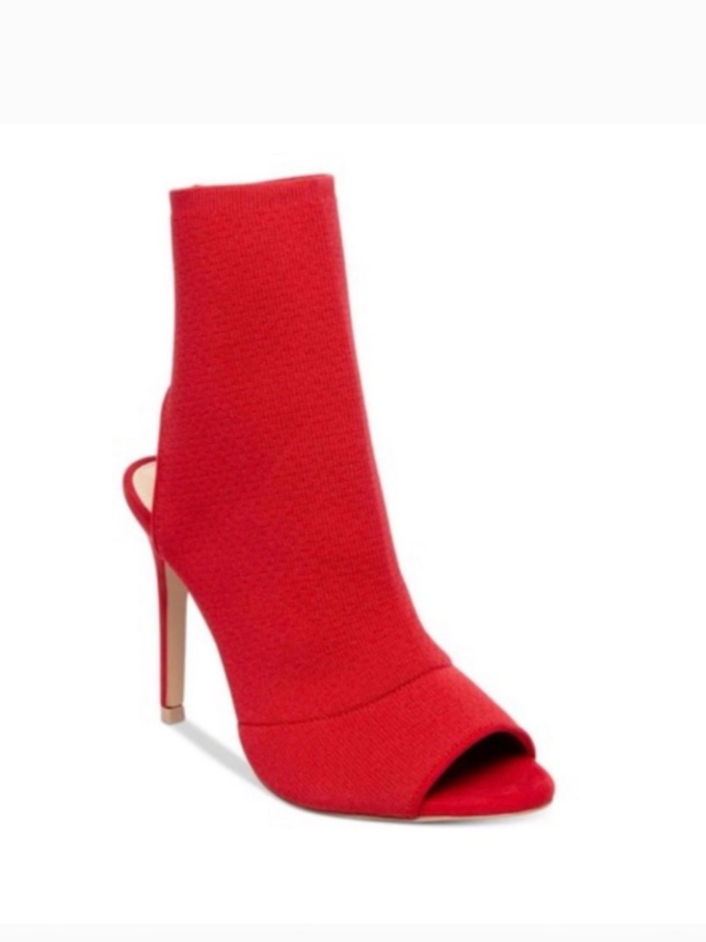Red Ribbed Steve Madden Open Toe Booties